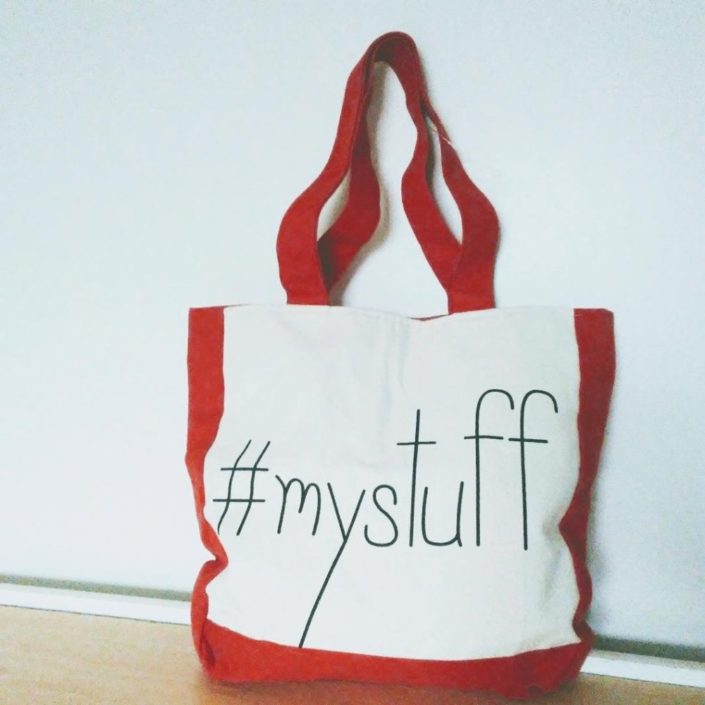 NWOT MY STUFF ORANGE CANVAS TOTE